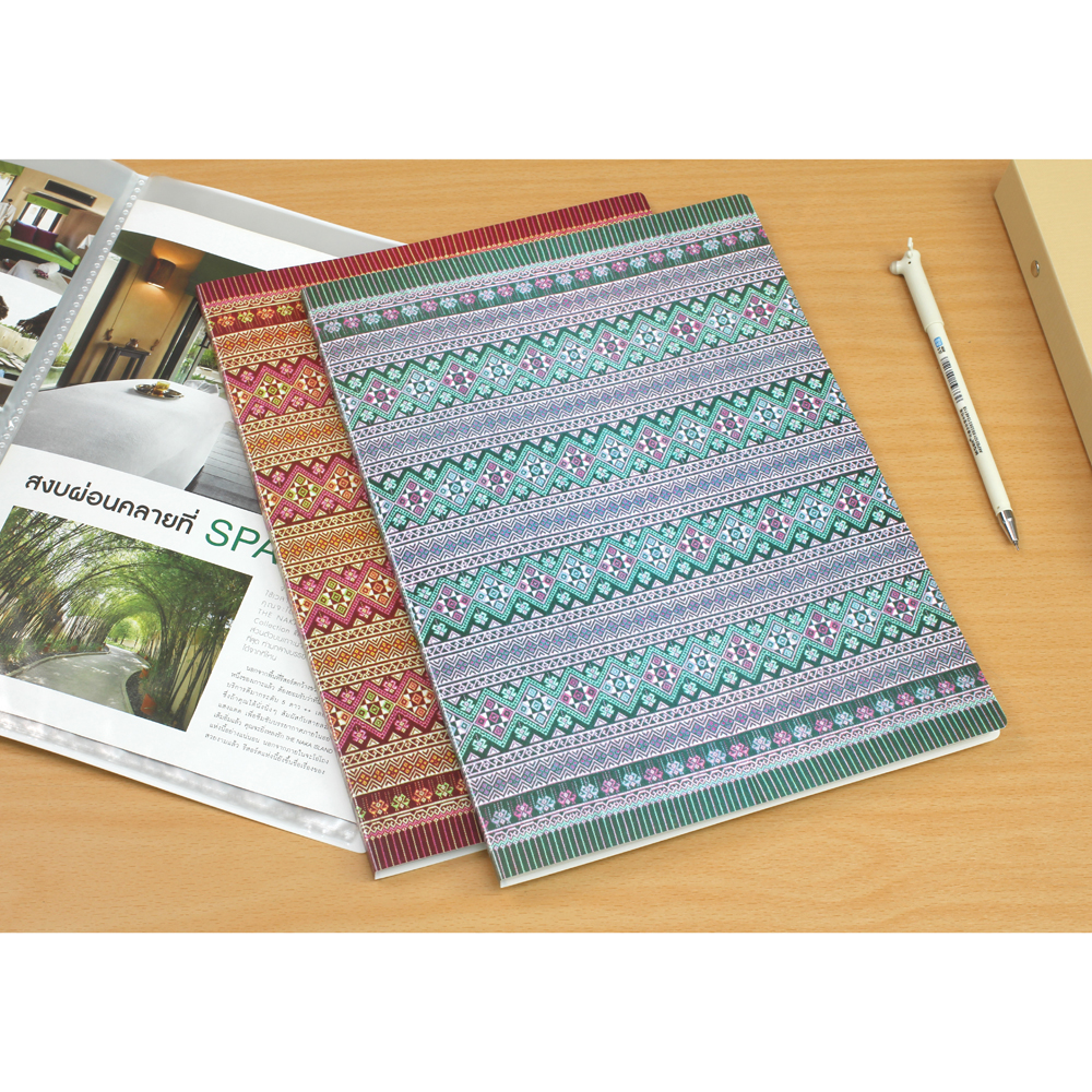 Display Books A4 with Printed Covers Thai Fabric Pattern