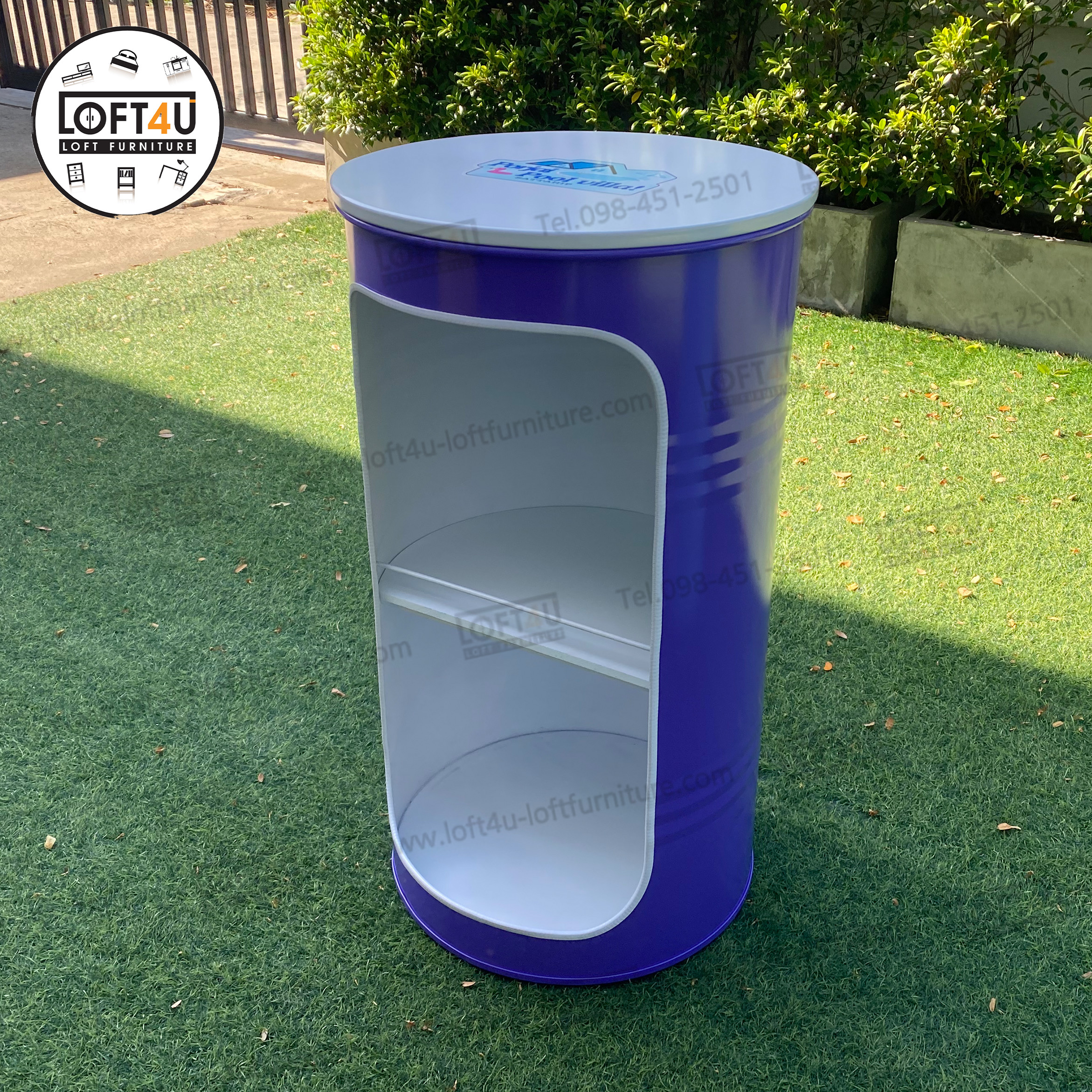 ชั้นเก็บของ100L. รีสอร์ท วิลล่า : Barrel storage cabinet (ชั้นเปิด/ท็อปไม้)