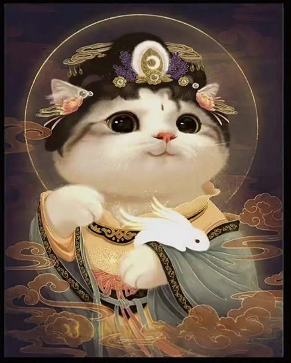 cat-1109 *สินค้าหมด* ชุดปักครอสติช ลายเจ้าหญิงแมว (ปักเต็มผืนผ้า ไม่มีเดินเส้น ผ้า11CTพิมพ์ลาย ปัก 3 เส้นเล็ก ) ขนาด 54*70 ซม.ผ้าครอสติช 11CTพิมพ์ลายปักบนผ้า ไหมคอตตอน 36 สี ผังลาย เข็ม