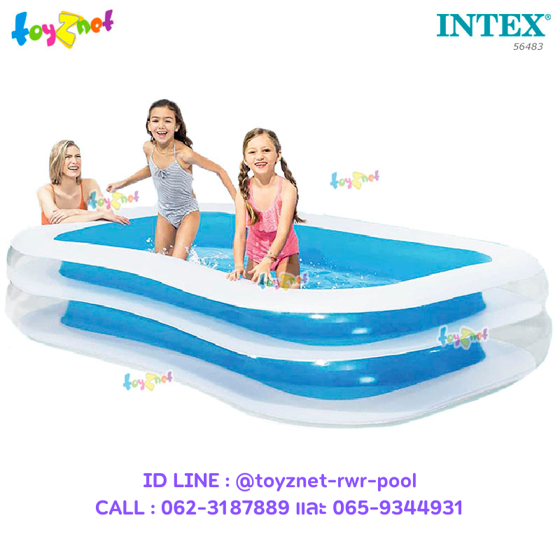 Intex Family Pool 2.62x1.75x0.56 m Green No.56483 + DQIII-S Air Pump (Inflate/Deflate)