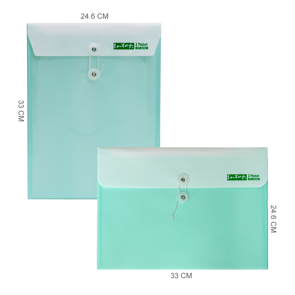 ขนาดซองพลาสติกผูกเชือก A4 เพิ่มช่องใส่เอกสาร PL-662Q PP-662Q