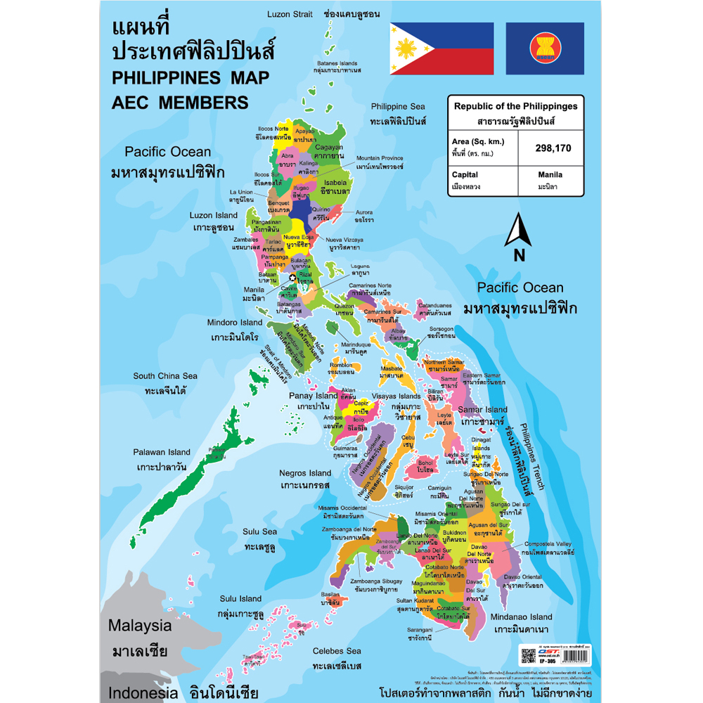 โปสเตอร์ความรู้ แผนที่ประเทศฟิลิปปินส์ EP-305 EQ-305