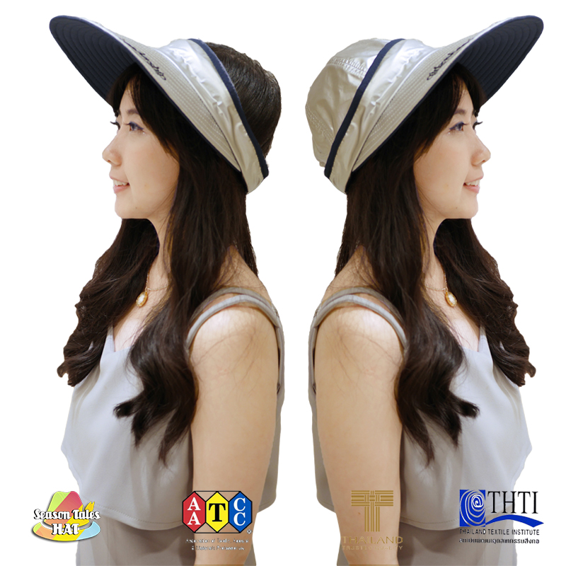 หมวกกอล์ฟ หมวกกันUV กันแดด ถอดเป็นไวเซอร์ได้ (สีเงิน/กรมท่า) by Season Tales
