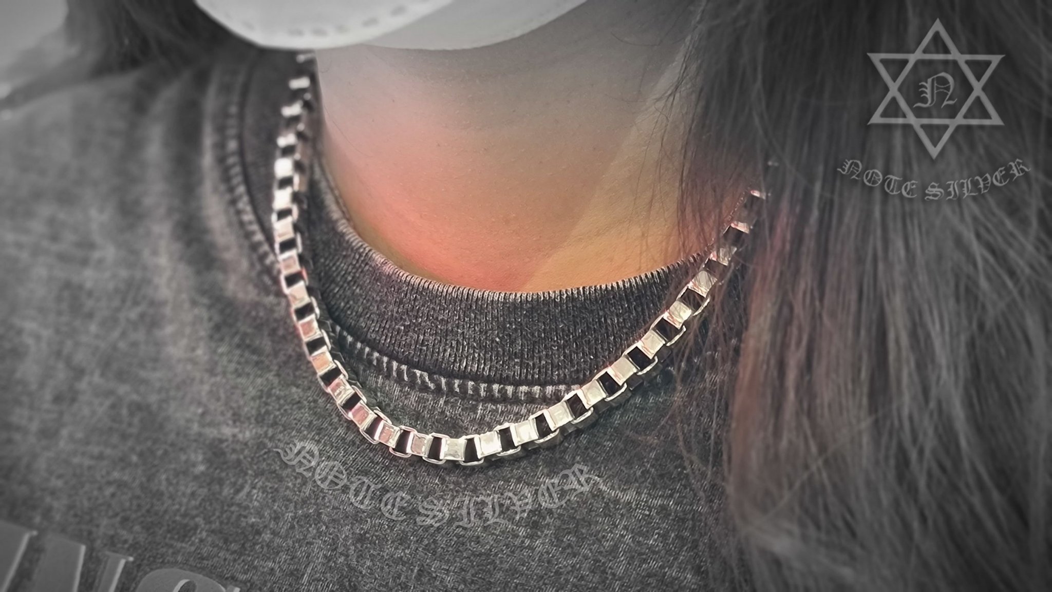 สร้อยกล่องใหญ่ พร้อมทีบาร์ ความยาว 18" Sterling Silver 925 NSSV3003