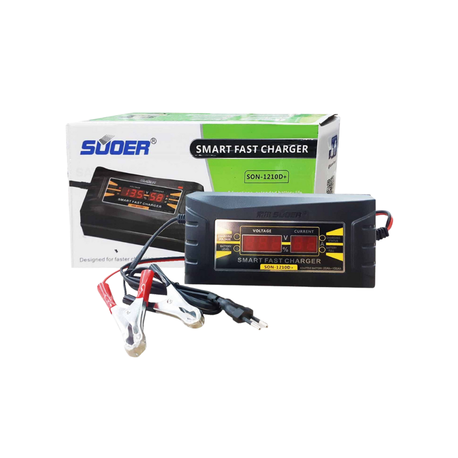 SUOER Battery Fast Charger 12V 10A Digital รุ่น SON-1210D+ เครื่องชาร์จแบตเตอรี่ ชาร์จไว แบตเตอรี่เต็มตัดอัตโนมัติ ชาร์จเจอร์ แบตเตอรี่ 10 แอมป์