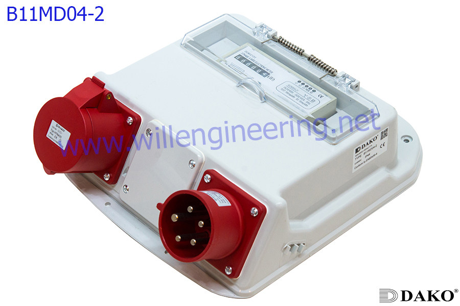 B11MD04-2 กล่องปลั๊กกระจายไฟ 32A 5P IP44 + kWh meter