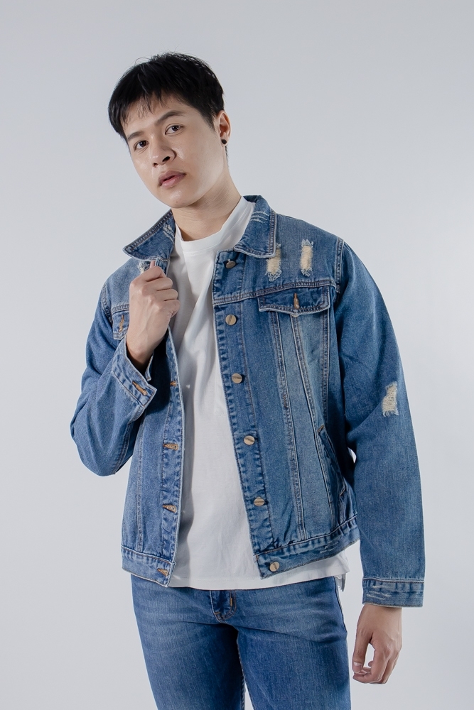เสื้อยีนส์แจ๊กเก็ต แขนยาว ผู้ชาย