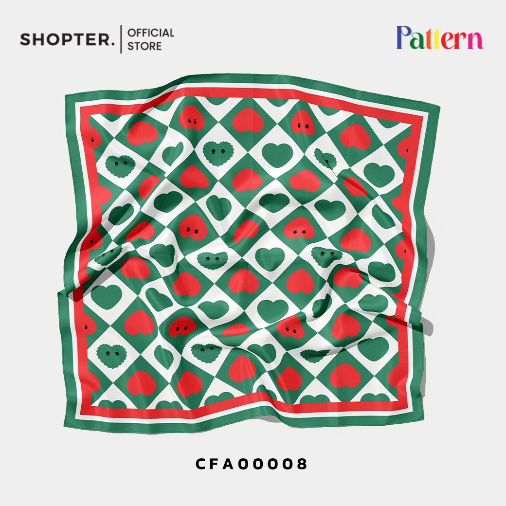 ผ้าพันคอ Scarf Satin Give You My Heart ❤️ รหัส CFA00008 #ผ้าพันคอ #Pattern #SHOPTER