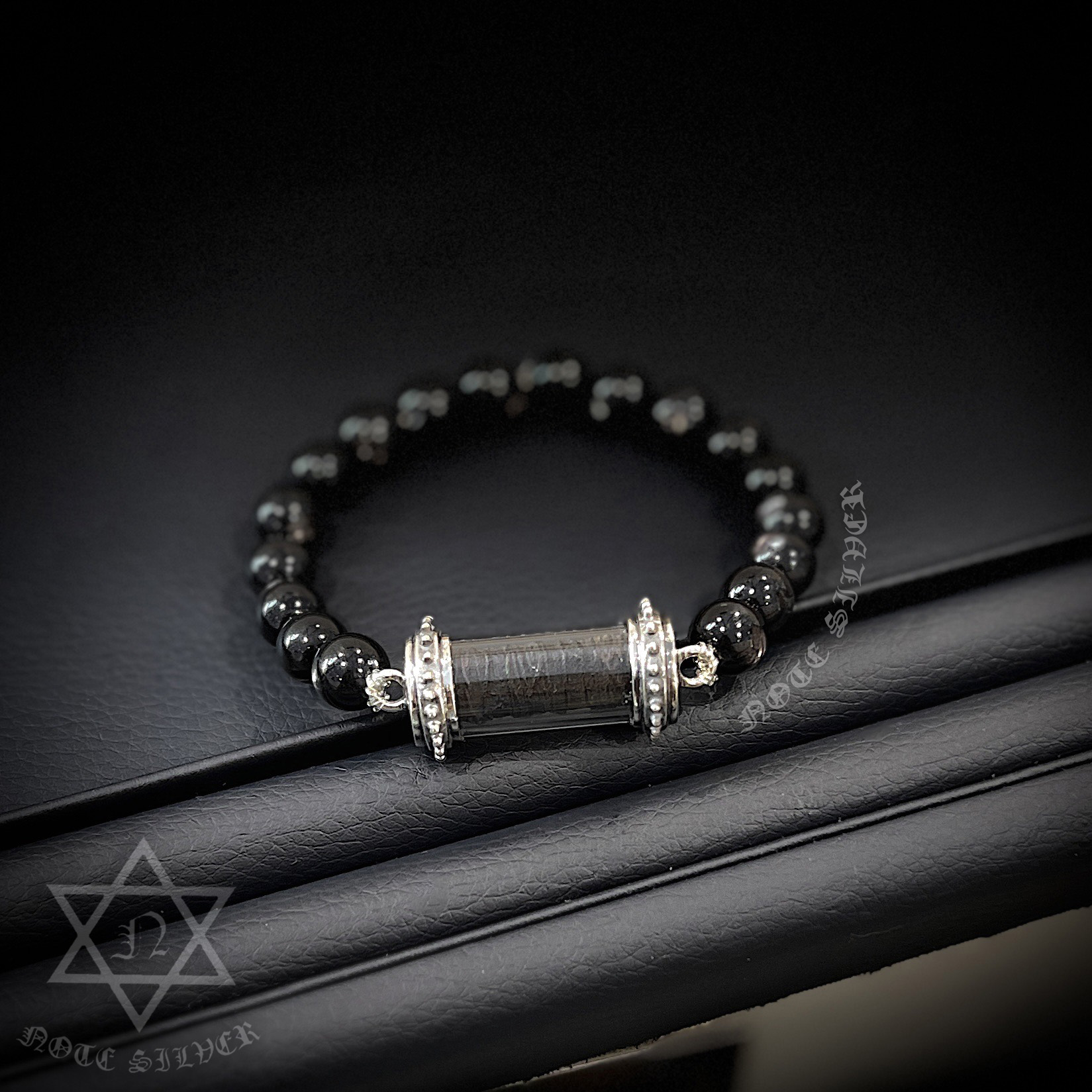 หลอดตะกรุตฝาเงินแท้ ลายไข่ปลา เลี่ยมหนังเสือ 13mm ออเดอร์คุณหมั่น Sterling Silver 925 NSSV3427