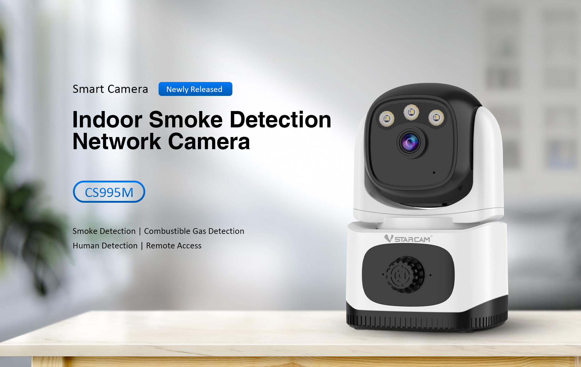 Vstarcam CS995M กล้องวงจรปิดระบบ IP WIFI 3 MP Color Night Vision มีไมค์และลำโพงในตัว แจ้งเตือนควัน BY BILLIONAIRE SECURETECH CS995M