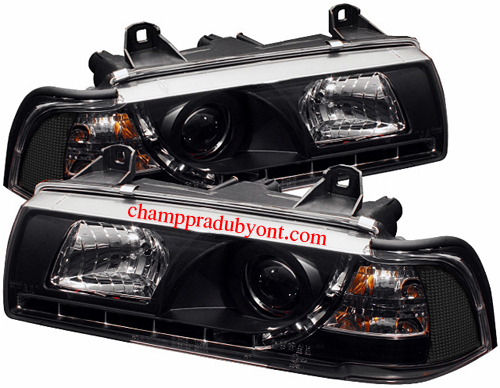 ไฟหน้าโปรเจคเตอร์ BMW 3 SERIES E36 91-00 4D ดำ มุมติด LED ยาว