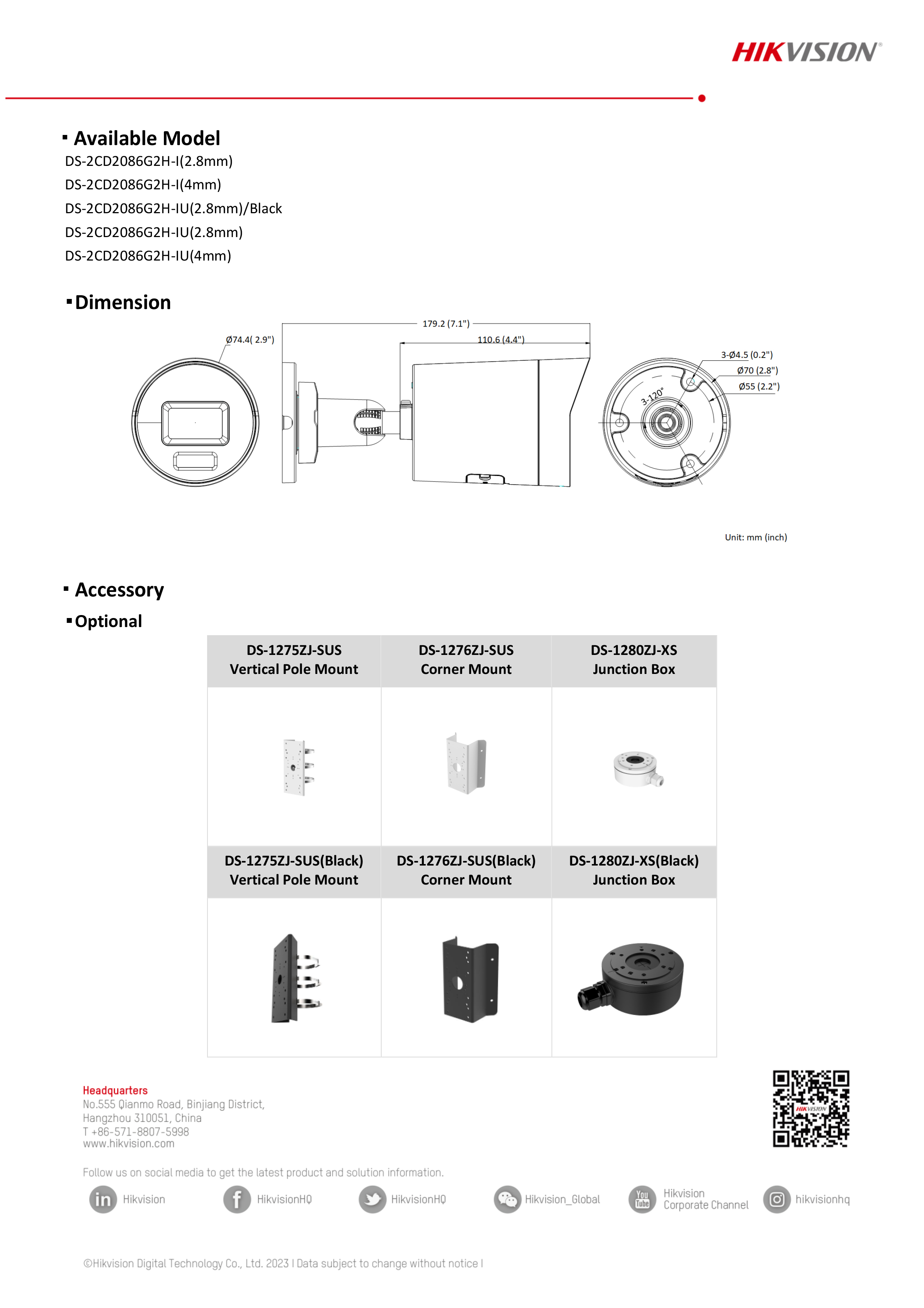 HIKVISION DS-2CD2086G2H-I กล้องวงจรปิดระบบ IP 8MP Accusense, Dark Fighter ติดตั้งย้อนแสงได้ BY BILLIONAIRE SECURETECH DS-2CD2086G2H-I