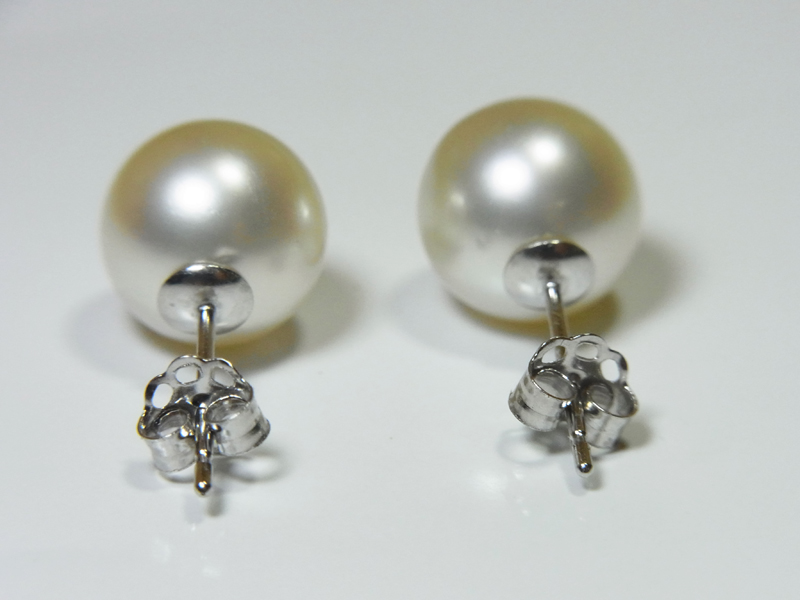 ต่างหูไข่มุก south sea 9-10 มิล ตัวเรือน 14k สีขาวอมชมพู เกรด AAA