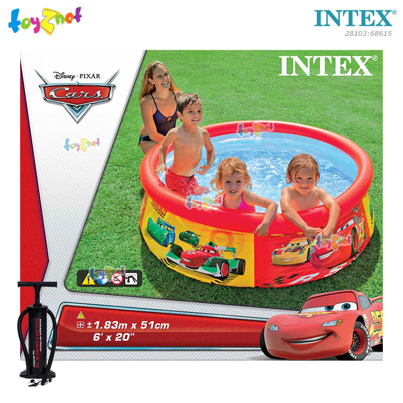 Intex Easy Set Pool 6 ft. (1.83 m.) Cars No.28103 + Double Quick III Hand Pump