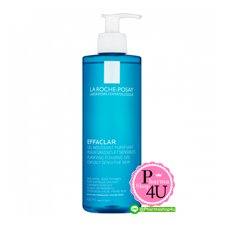 La Roche Posay Effaclar Purifying Foaming Gel 400ml เจลทำความสะอาดผิวหน้าสูตรอ่อนโยนพิเศษ ลดการสะสมของเชื้อแบคทีเรีย