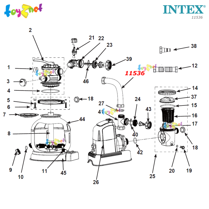 Intex ส่งฟรี สายยางเชื่อมต่อสำหรับเครื่องกรองระบบน้ำเกลือ-ทราย ที่มีถังขนาด 16 นิ้ว รุ่น 11536/11535