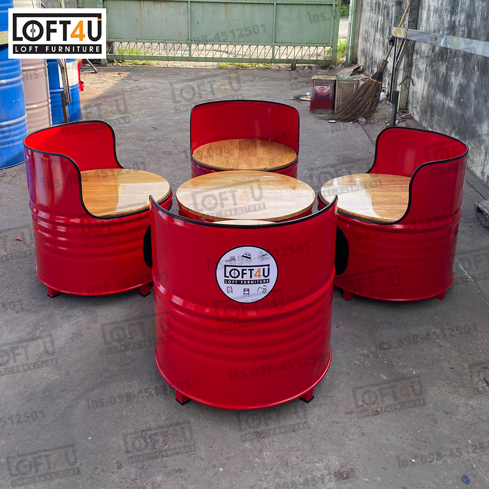 โต๊ะคาเฟ่ Cafe Table Set : wooden cushion / 4 seats