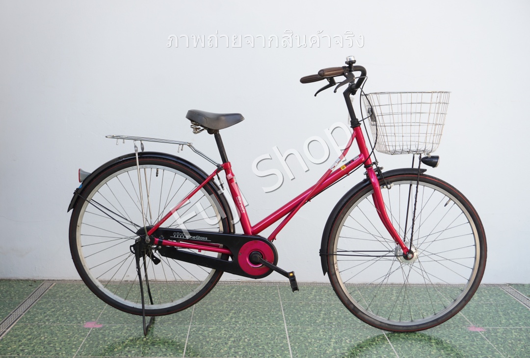จักรยานแม่บ้านญี่ปุ่น - ล้อ 26 นิ้ว - ไม่มีเกียร์ - ไฟหน้าอัตโนมัติ - สีชมพู [จักรยานมือสอง]