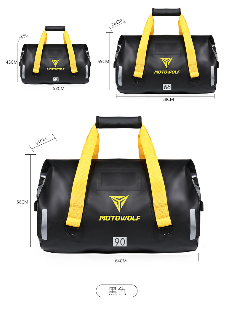 กระเป๋ากันน้ำ มัดท้าย สำหรับรถมอเตอร์ไซด์ Motowolf (แท้) 90L