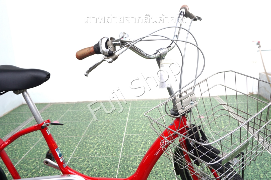 จักรยานแม่บ้าน Cargo ญี่ปุ่น - ล้อ 20x1.75 - เกียร์ดุม 3 สปีด - อลูมิเนียม - ไฟหน้าอัตโนมัติ - Bridgestone Angelina - สีแดง [จักรยานมือสอง]