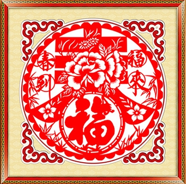 chinese-1109 *สินค้าหมด* ชุดปักครอสติช ลายอักษรมงคลจีน Fu โชคดีมีความสุุข (ไม่มีเดินเส้น ไม่มีผังลาย ปักสีเดียว ผ้า11CTพิมพ์ลาย ปัก 3 เส้นเล็ก) ขนาด 44*44 ซม.ผ้าครอสติช 11CTพิมพ์ลายปักบนผ้า ไหมคอตตอนสีแดง เข็ม