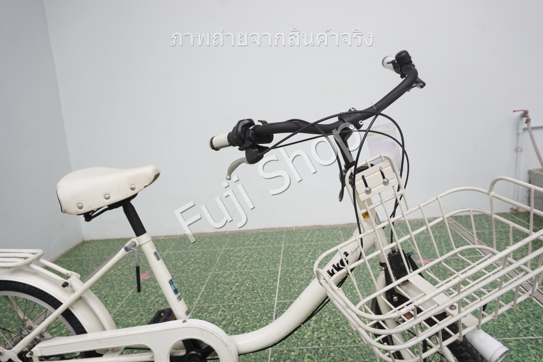 จักรยานแม่บ้าน Cargo ญี่ปุ่น - ล้อ 20x2.125 - เกียร์ดุม 3 สปีด - ไฟหน้าอัตโนมัติ - Bridgestone Bikke 2 - สีขาว [จักรยานมือสอง]