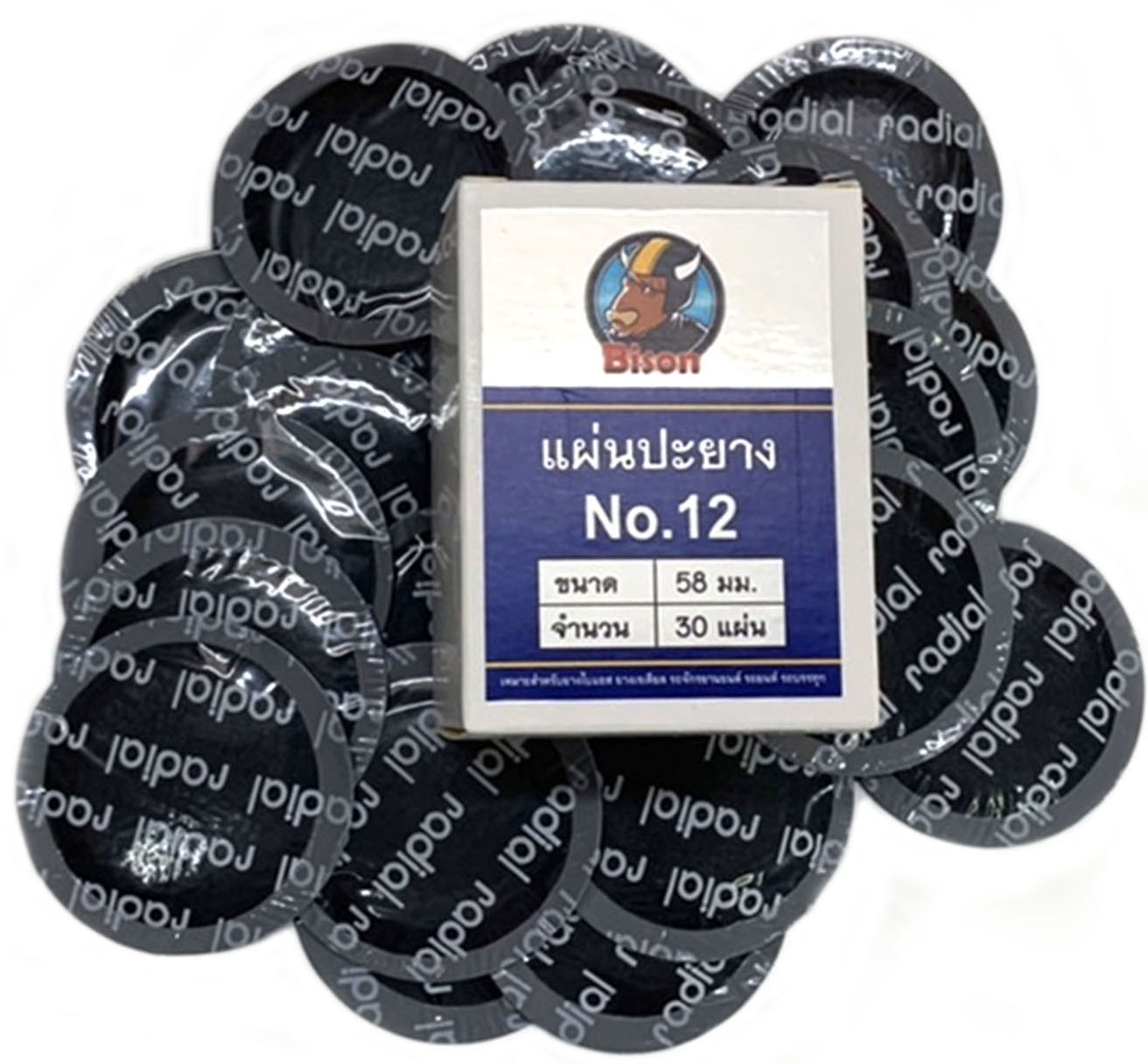 BISON NO.12 แผ่นปะยางรถยนต์ ไบซัน หน้ากว้าง 58 มิล