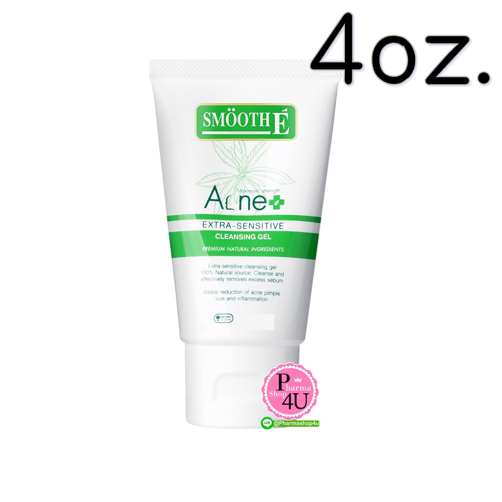 Smooth-E Natural Acne Extra Sensitive Cleansing Gel 4oz.เจลใสล้างหน้า โฟมล้างหน้าสูตรไม่มีฟอง หน้าสำหรับผิวเป็นสิว และผิวแพ้ง่าย