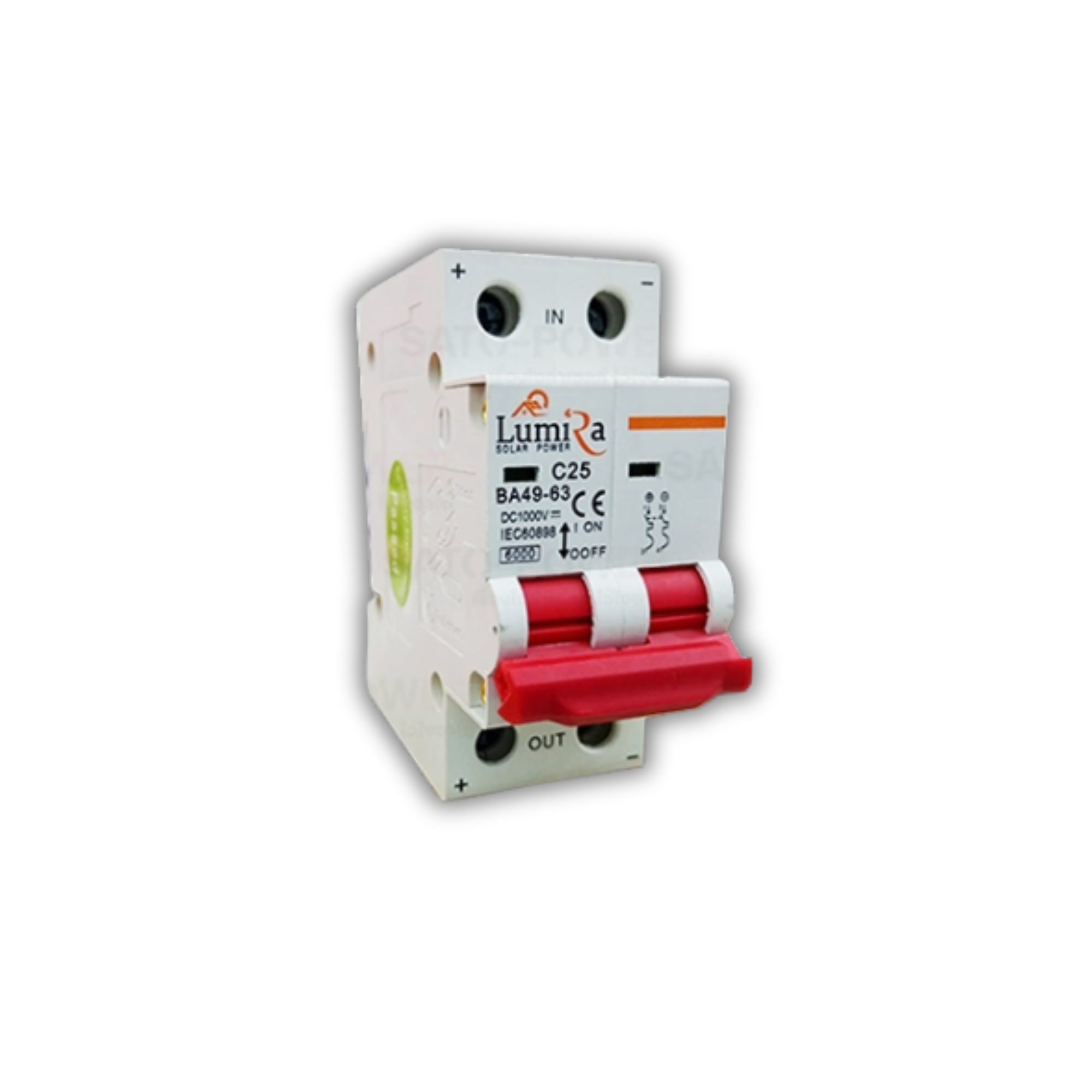 LUMIRA เบรคเกอร์ ไฟฟ้ากระแสตรง 2P25A 1000Vdc Circuit breaker มาตรฐาน IEC60898 เบรกเกอร์ DC