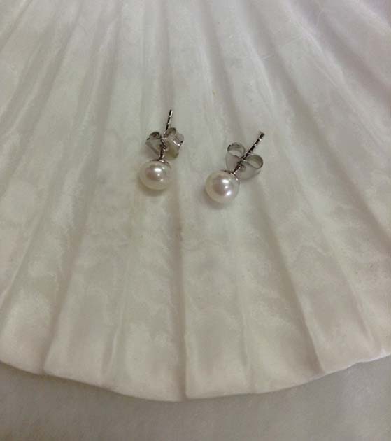 ต่างหูไข่มุกแท้ 5-5.5 มิล มุกซาลาเปา ก้านเงินแท้