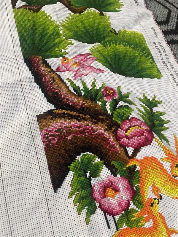 bloom-1003 *พร้อมส่ง* ชุดปักครอสติช ลายเซต 4 ชิ้น ดอกไม้ 4 ฤดู (ไม่มีเดินเส้น ปักครั้งละ 3 เส้นเล็ก) ขนาดใหญ่ 155*75 ซม.ผ้าครอสติช 11CT พิมพ์ลายปักบนผ้า ไหมคอตตอน 28 สี ผังลาย เข็ม