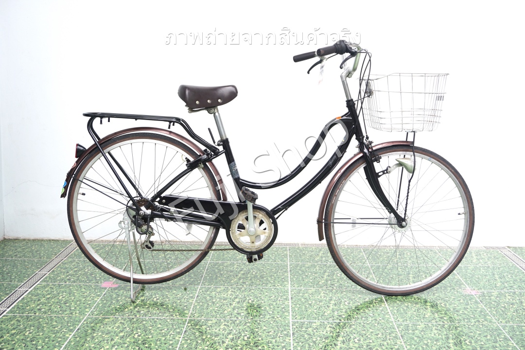 จักรยานแม่บ้านญี่ปุ่น - ล้อ 27 นิ้ว - เกียร์ 6 สปีด - ไฟหน้าอัตโนมัติ - Marukin - สีดำ [จักรยานมือสอง]