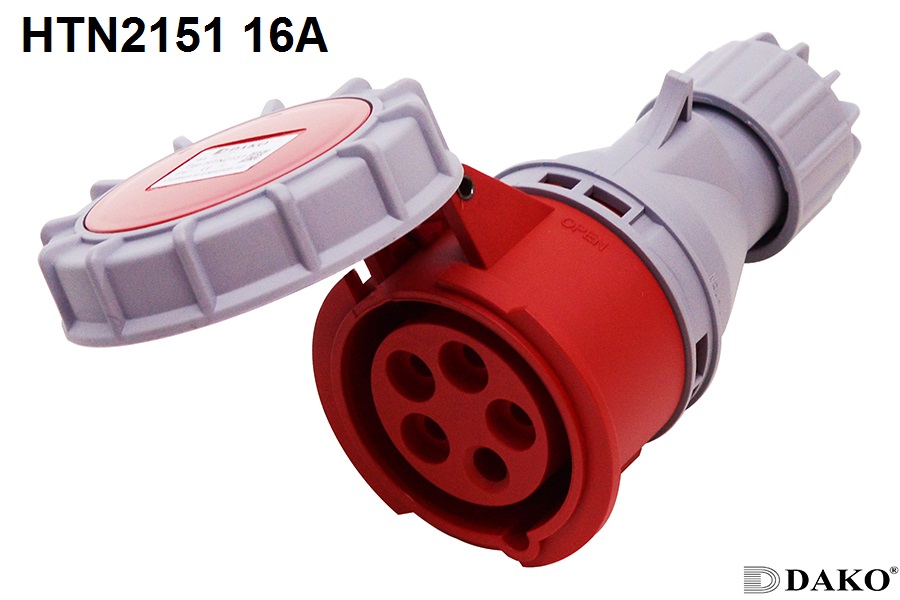 HTN2151 ปลั๊กตัวเมียกลางทาง 3P+N+E 16A 400V IP67 6h