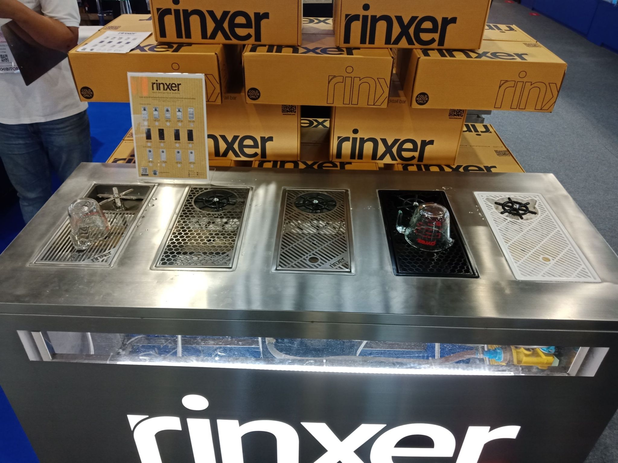 Rinser สเตนเลส ที่ฉีดล้างแก้ว 1 หัวฉีดหัวกลม ลายรังผึ้ง