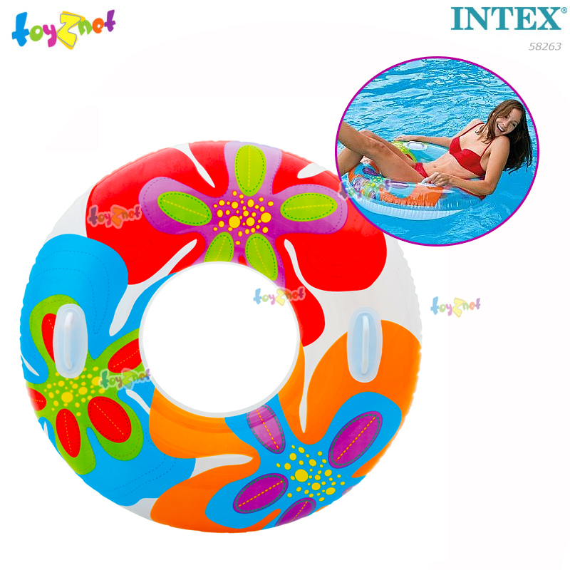 Intex ส่งฟรี ห่วงยางลายใบไม้ 38 นิ้ว (97 ซม.) กล้วยไม้ รุ่น 58263
