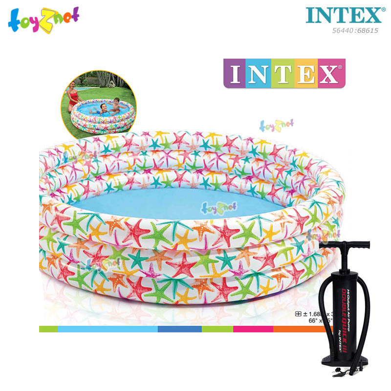 Intex Realistic Starfish Pool 66 in. (1.68x0.38 m.) no.56440 + Double-Quick III Hand Pump