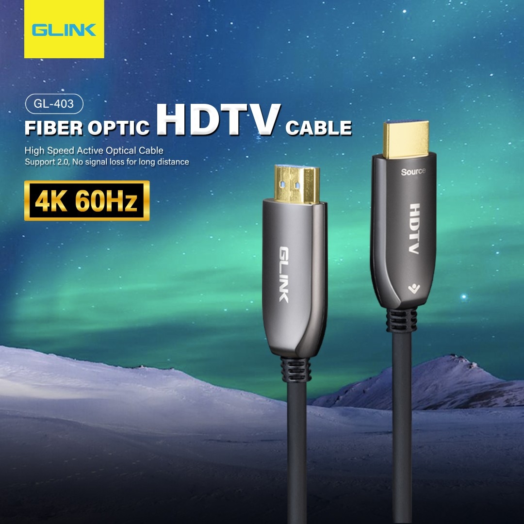 GLINK GL403 สาย FIBER OPTIC HDTV : High Speed Active Optical Cable Support 2.0 เลือกความยาวได้ (10 - 100 เมตร) BY BILLIONAIRE SECURETECH GL403