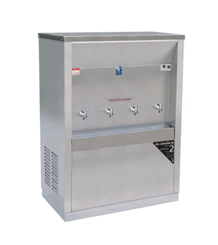 ตู้ทำน้ำเย็นสแตนเลส 4 ก๊อก แบบต่อท่อ ขนาด 76x46x119ซม