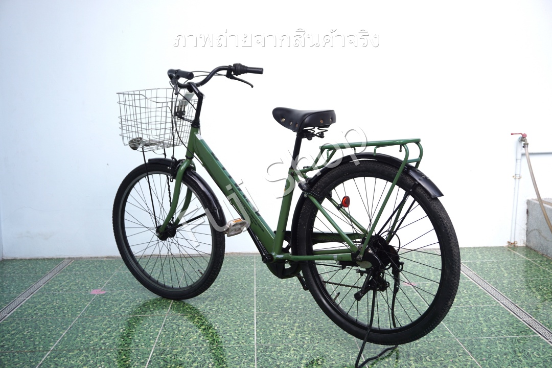 จักรยานแม่บ้านล้อโต ญี่ปุ่น - ล้อ 27.5x1.95 - เกียร์ 6 สปีด - ไฟหน้าอัตโนมัติ - Cavallo - สีเขียว [จักรยานมือสอง]