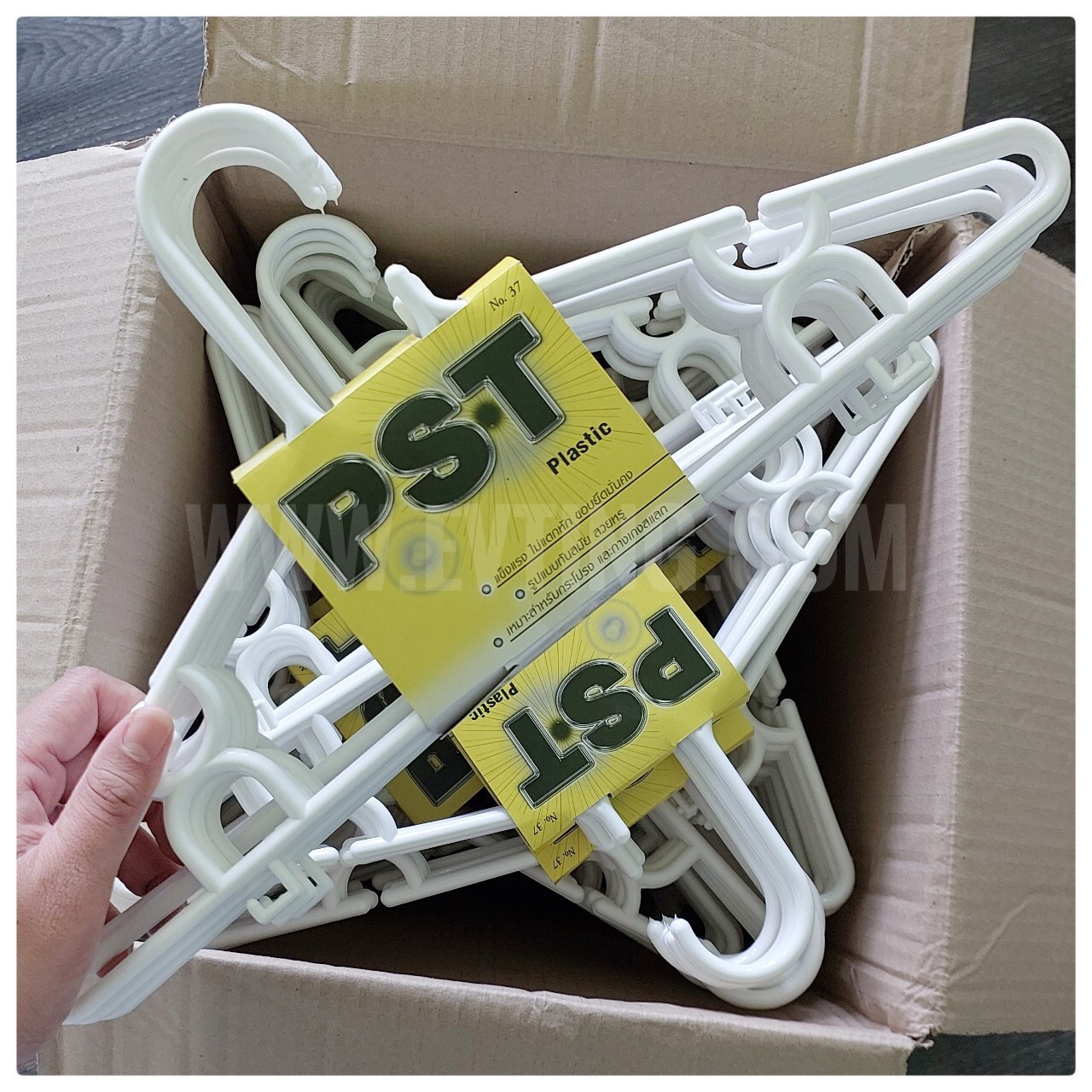 แขวนเสื้อผู้ใหญ่ No. 37 ขาว (PST) 1*6*24