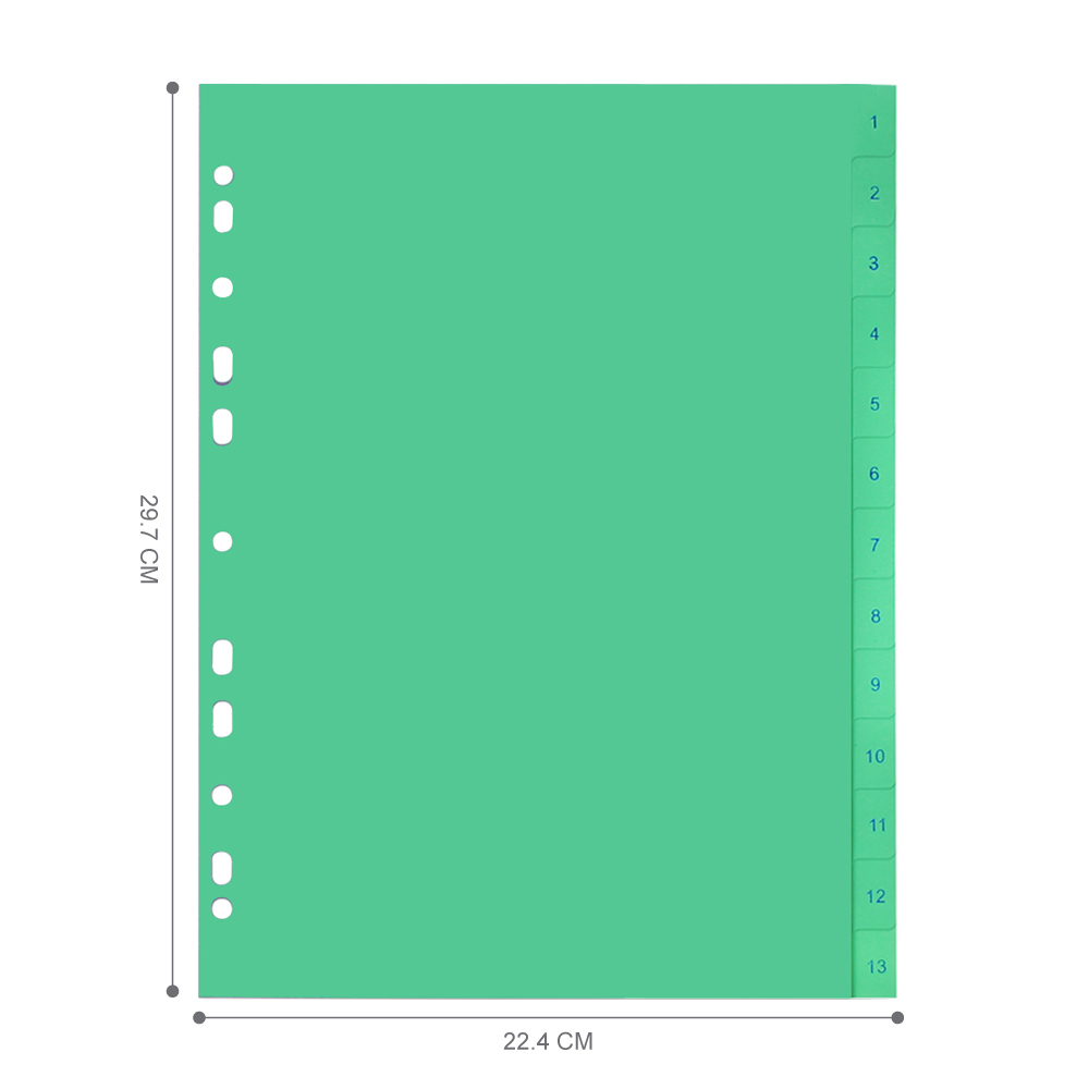 ขนาดอินเด็กซ์พลาสติกคั่นเอกสาร A4 13หยักก้าน DX-847 พิมพ์ 1-13 