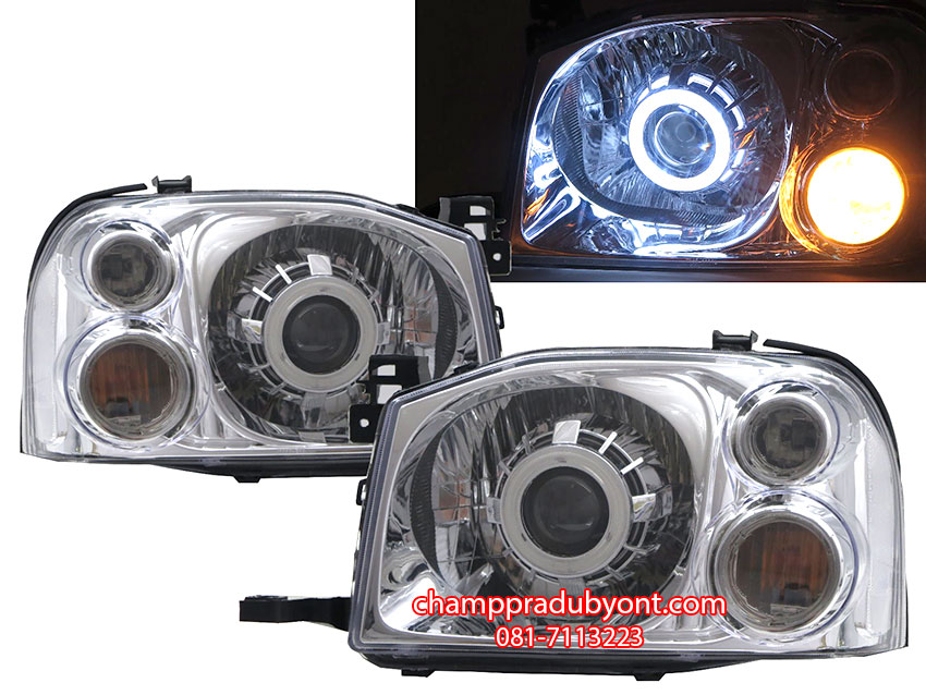 ไฟหน้าโปรเจคเตอร์ NISSAN FRONTIER 2002-2006 โคมขาว วงแหวน