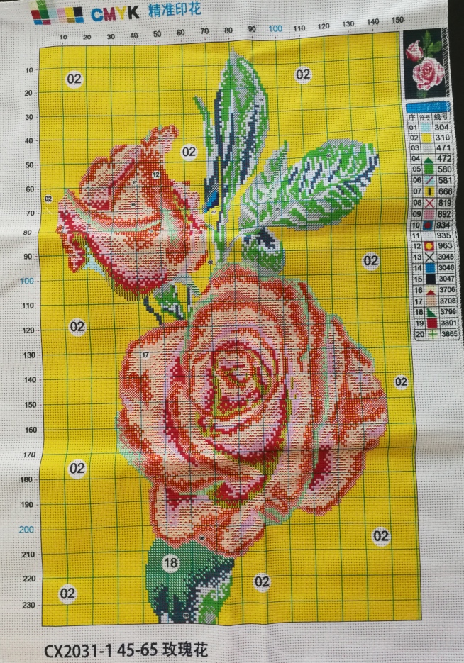 rose-1148 *สินค้าหมด* ชุดปักครอสติช ลายช่อกุหลาบชมพู (งานปักเต็มลาย ไม่มีเดินเส้น) ขนาด 45*65 ซม.ผ้าครอสติช 11CTพิมพ์ลายปักบนผ้า ไหมคอตตอน 20 สี ผังลาย เข็ม