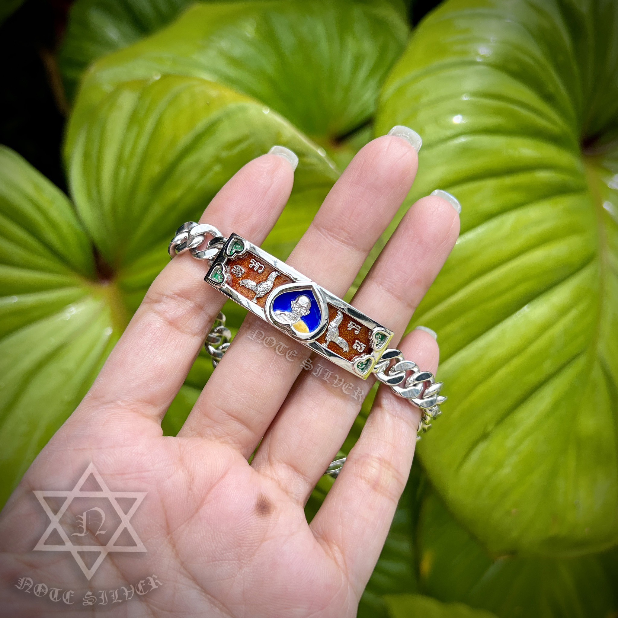 เลี่ยมกรอบหน้าเลส หลวงพ่อรวย ลายหัวใจ Sterling Silver 925 NSSV3372