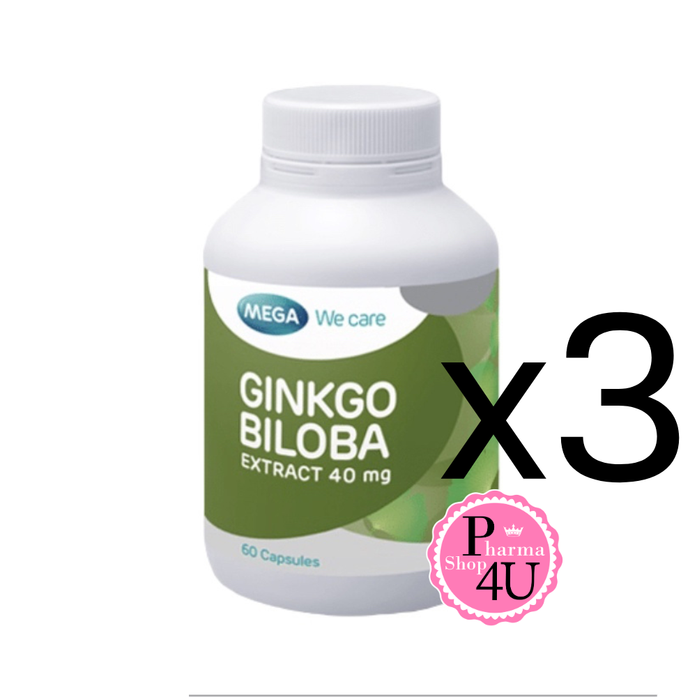 (ซื้อ3 ราคาพิเศษ)MEGA We Care Ginkgo Biloba(1ขวด/ 60เเคปซูล) เมก้า วีเเคร์ จิงโก บิโลบาสกัด (ผลิตภัณฑ์เสริมอาหาร) สารสกัดใบแป๊ะก๊วย