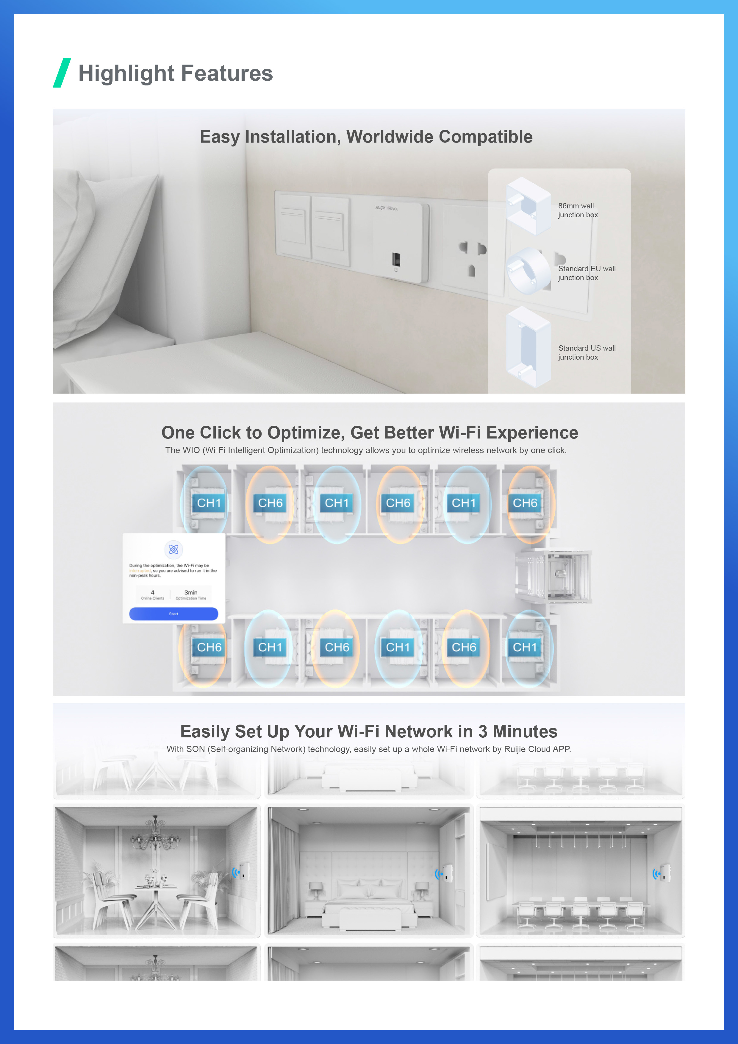 RUIJIE RG-RAP1200(F) : Wi-Fi 5 1267Mbps Wall-mounted Access Point BY BILLIONAIRE SECURETECH RG-RAP1200(F)