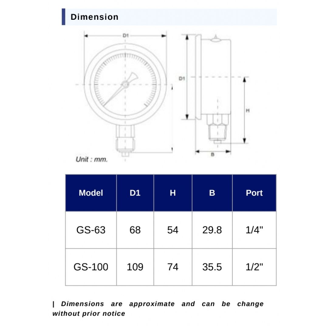 Pressure Gauge เกจวัดแรงดัน หน้าปัด 4 นิ้ว เกลียวสแตนเลส ออกล่าง 1/2 นิ้ว NPT ยี่ห้อ OCTA