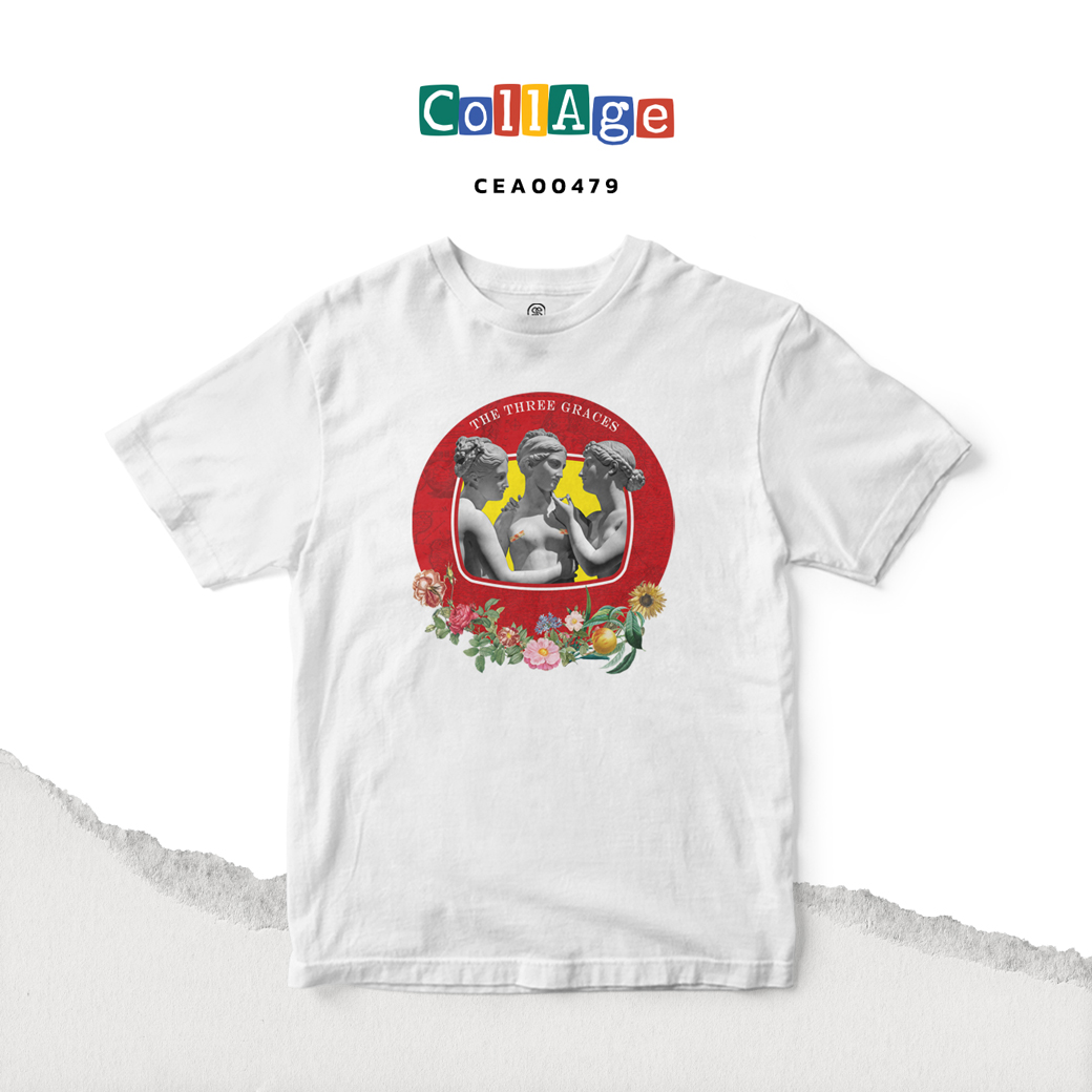 เสื้อยืด พิมพ์ลาย T-SHIRT THE THREE GRACES II CEA00479 สีขาว #เสื้อยืด #Collage #SHOPTER