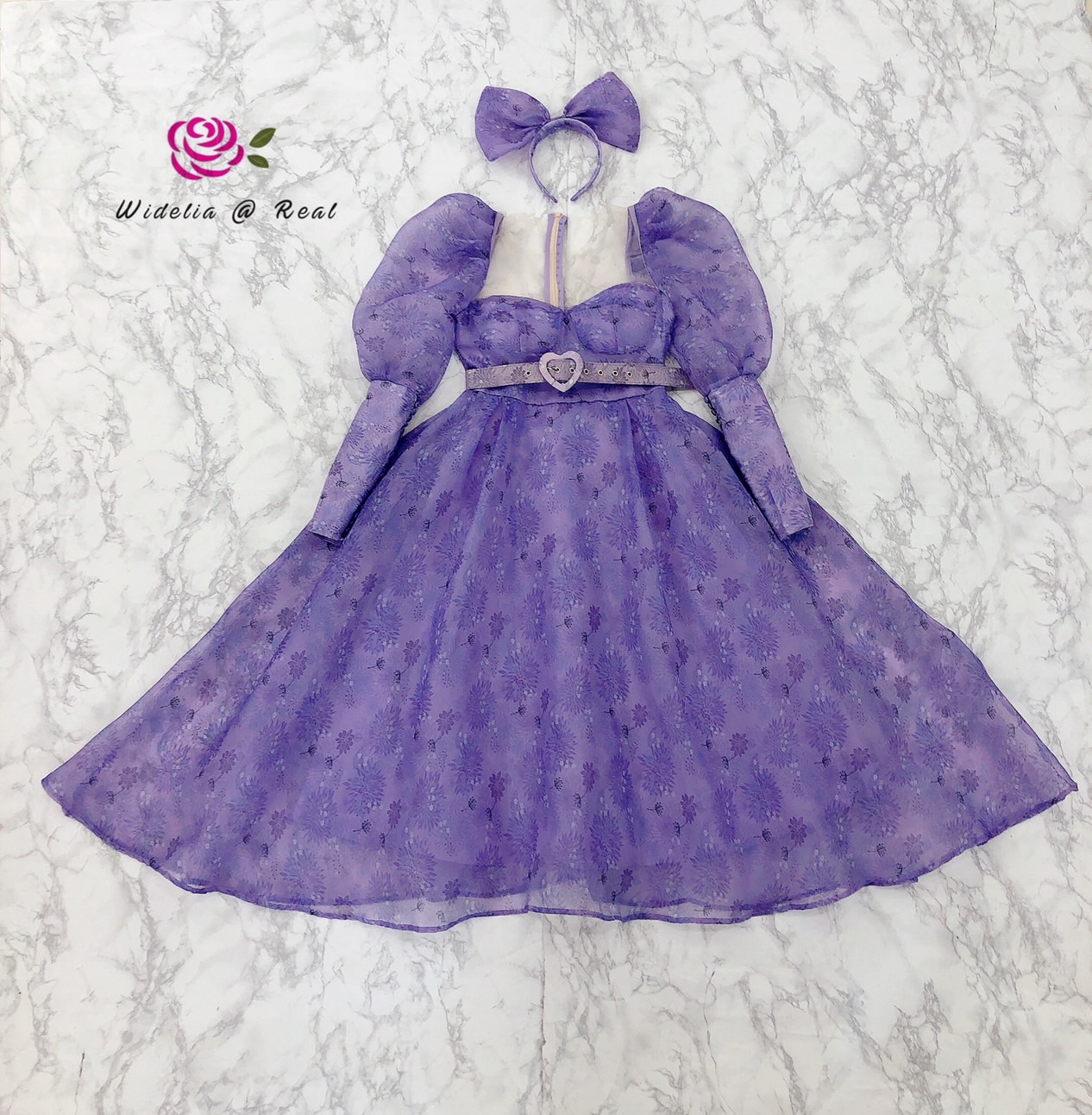 Korea Dress เดรสแขนพองอลังแสนสวย มาพร้อมโบว์คาดผม
