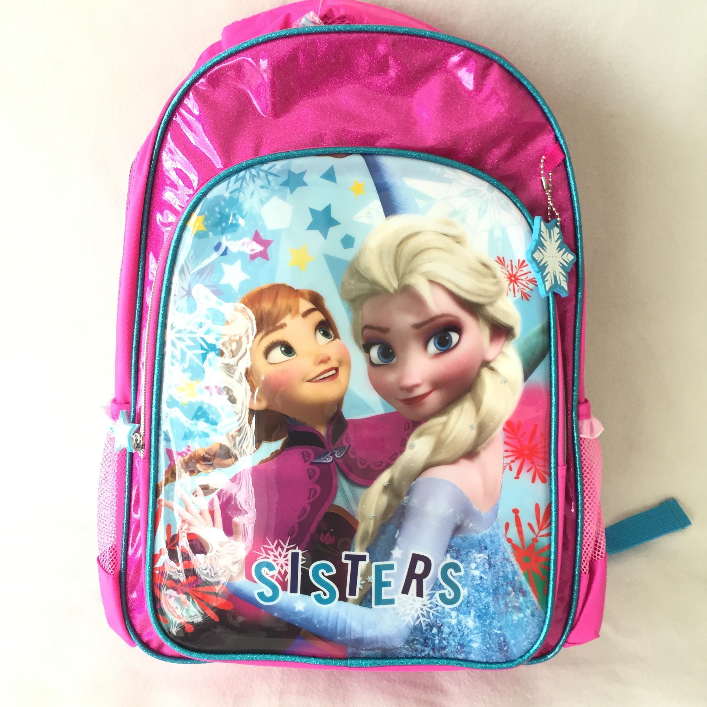 Disney กระเป๋าเป้ 16 นิ้วโฟรเซ่น แอนนา เอลซ่า Frozen Anna Elsa Snow Queen Backpack กระเป๋าสะพาย กระเป๋านักเรียน กระเป๋าเด็ก ชมพู 16 นิ้ว
